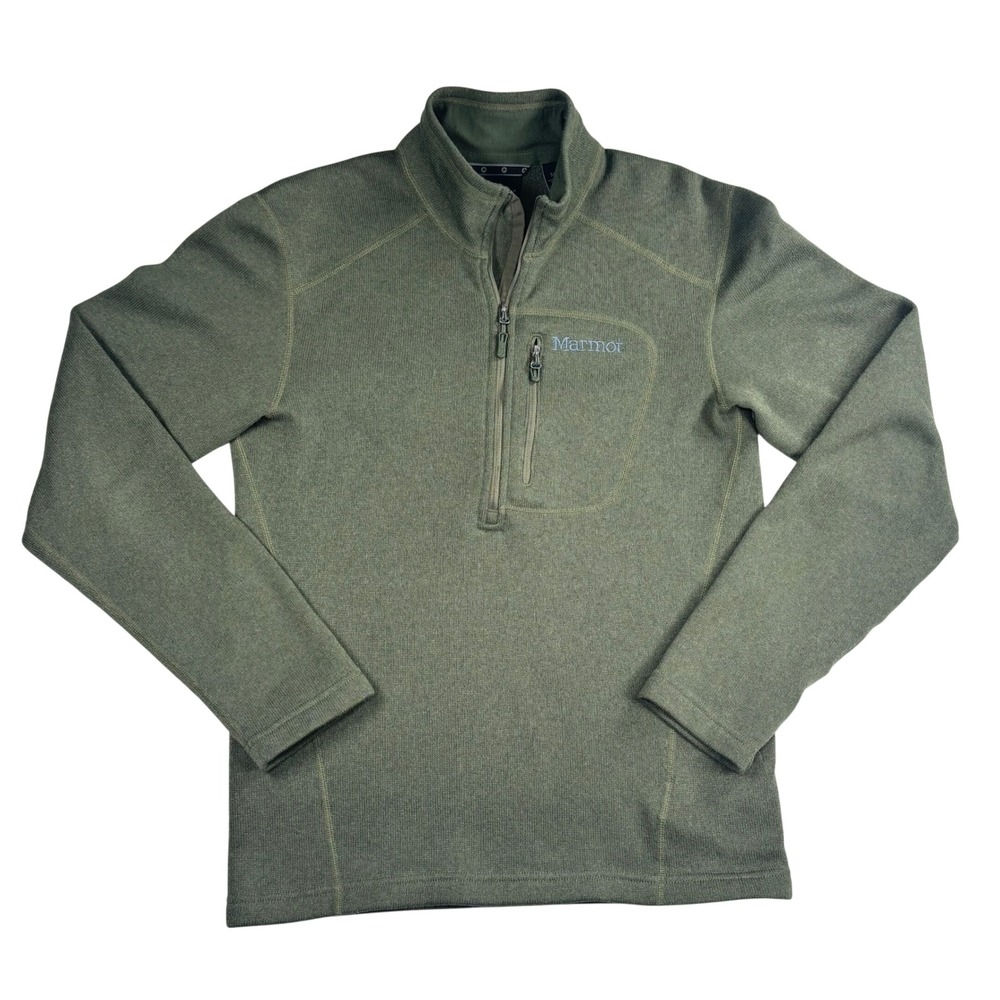 Marmot Mens 1/4 Zip Fleece Pullover Outdoor Gorpcore Hiking Rugged Small Green